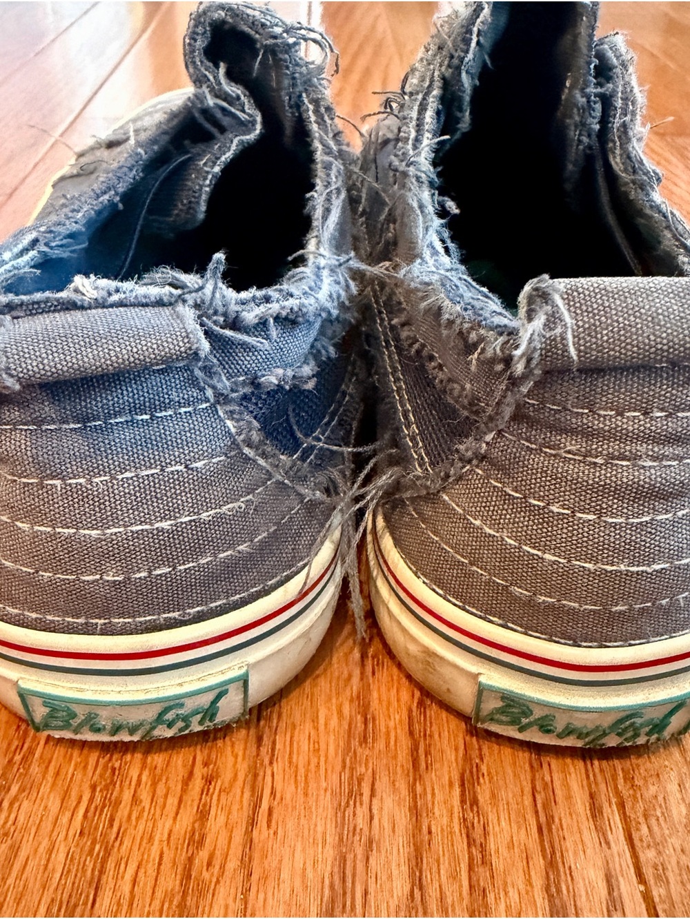 Blowfish Frayed Gray and Navy Slip-On Sneakers - Picture 3 of 4